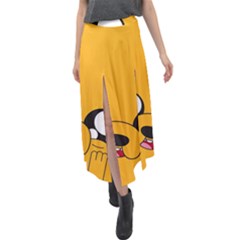 Adventure Time Cartoon Face Funny Happy Toon Velour Split Maxi Skirt by Bedest