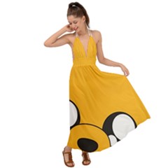 Adventure Time Cartoon Face Funny Happy Toon Backless Maxi Beach Dress by Bedest