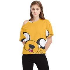 Adventure Time Cartoon Face Funny Happy Toon One Shoulder Cut Out T-shirt by Bedest