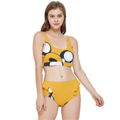 Adventure Time Cartoon Face Funny Happy Toon Frilly Bikini Set by Bedest