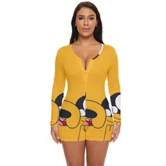 Adventure Time Cartoon Face Funny Happy Toon Long Sleeve Boyleg Swimsuit by Bedest