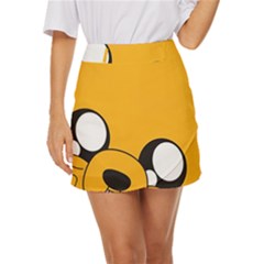 Adventure Time Cartoon Face Funny Happy Toon Mini Front Wrap Skirt by Bedest