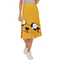 Adventure Time Cartoon Face Funny Happy Toon Midi Panel Skirt by Bedest