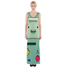 Adventure Time Bmo Beemo Green Thigh Split Maxi Dress by Bedest