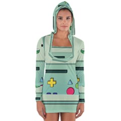 Adventure Time Bmo Beemo Green Long Sleeve Hooded T-shirt by Bedest