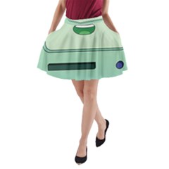 Adventure Time Bmo Beemo Green A-line Pocket Skirt by Bedest