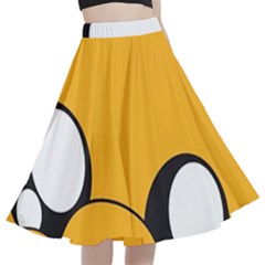 Adventure Time Cartoon Face Funny Happy Toon A-line Full Circle Midi Skirt With Pocket by Bedest