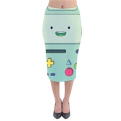 Adventure Time Bmo Beemo Green Velvet Midi Pencil Skirt by Bedest