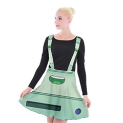 Adventure Time Bmo Beemo Green Suspender Skater Skirt by Bedest