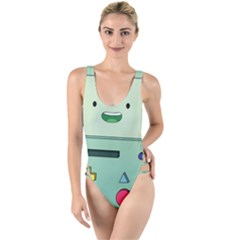 Adventure Time Bmo Beemo Green High Leg Strappy Swimsuit by Bedest