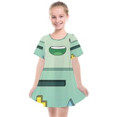 Adventure Time Bmo Beemo Green Kids  Smock Dress by Bedest