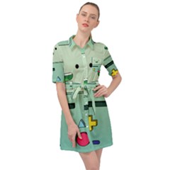 Adventure Time Bmo Beemo Green Belted Shirt Dress by Bedest