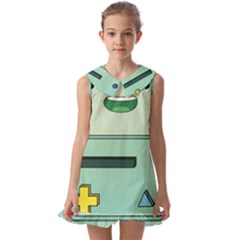 Adventure Time Bmo Beemo Green Kids  Pilgrim Collar Ruffle Hem Dress by Bedest