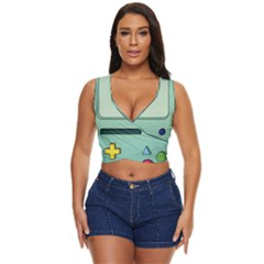 Adventure Time Bmo Beemo Green Women s Sleeveless Wrap Top by Bedest