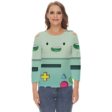 Adventure Time Bmo Beemo Green Cut Out Wide Sleeve Top by Bedest