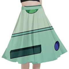 Adventure Time Bmo Beemo Green A-line Full Circle Midi Skirt With Pocket by Bedest