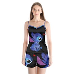 Stitch Love Cartoon Cute Space Satin Pajamas Set by Bedest