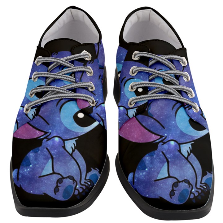 Stitch Love Cartoon Cute Space Women Heeled Oxford Shoes