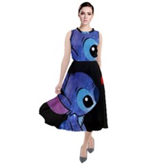 Stitch Love Cartoon Cute Space Round Neck Boho Dress by Bedest