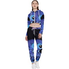 Stitch Love Cartoon Cute Space Cropped Zip Up Lounge Set by Bedest