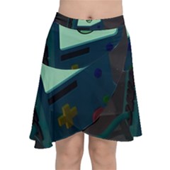 Bmo In Space  Adventure Time Beemo Cute Gameboy Chiffon Wrap Front Skirt