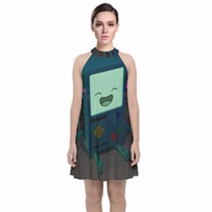 Bmo In Space  Adventure Time Beemo Cute Gameboy Velvet Halter Neckline Dress  by Bedest