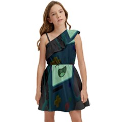 Bmo In Space  Adventure Time Beemo Cute Gameboy Kids  One Shoulder Party Dress by Bedest