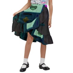 Bmo In Space  Adventure Time Beemo Cute Gameboy Kids  Ruffle Flared Wrap Midi Skirt by Bedest