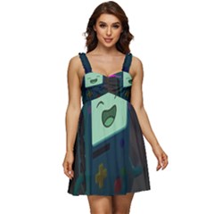 Bmo In Space  Adventure Time Beemo Cute Gameboy Ruffle Strap Babydoll Chiffon Dress by Bedest