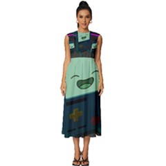 Bmo In Space  Adventure Time Beemo Cute Gameboy Sleeveless Round Neck Midi Dress by Bedest