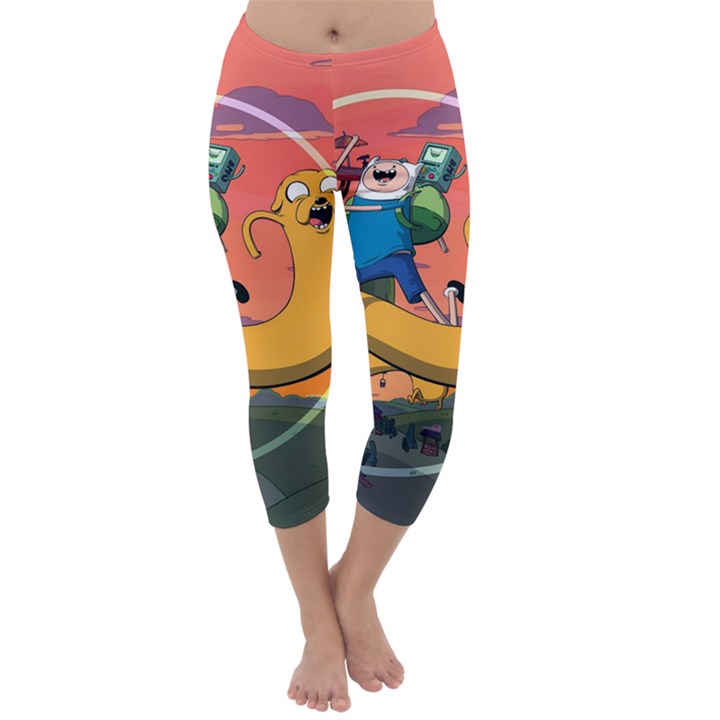 Finn And Jake Adventure Time Bmo Cartoon Capri Winter Leggings 