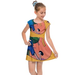 Finn And Jake Adventure Time Bmo Cartoon Kids  Cap Sleeve Dress by Bedest