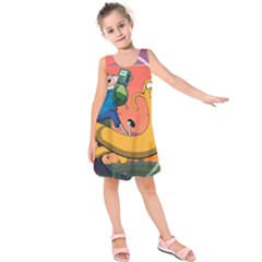 Finn And Jake Adventure Time Bmo Cartoon Kids  Sleeveless Dress by Bedest