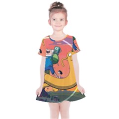 Finn And Jake Adventure Time Bmo Cartoon Kids  Simple Cotton Dress by Bedest