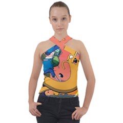 Finn And Jake Adventure Time Bmo Cartoon Cross Neck Velour Top by Bedest