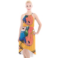 Finn And Jake Adventure Time Bmo Cartoon High-low Halter Chiffon Dress  by Bedest