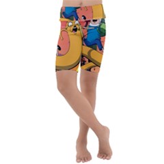 Finn And Jake Adventure Time Bmo Cartoon Kids  Lightweight Velour Cropped Yoga Leggings by Bedest