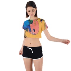 Finn And Jake Adventure Time Bmo Cartoon Tie Back Short Sleeve Crop T-shirt by Bedest