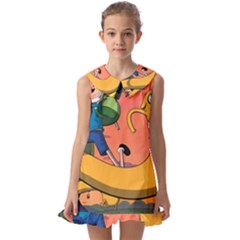 Finn And Jake Adventure Time Bmo Cartoon Kids  Pilgrim Collar Ruffle Hem Dress by Bedest