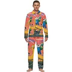 Finn And Jake Adventure Time Bmo Cartoon Men s Long Sleeve Velvet Pocket Pajamas Set by Bedest