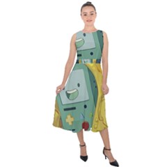 Cartoon Bmo Adventure Time Midi Tie-back Chiffon Dress by Bedest