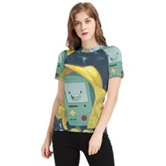 Cartoon Bmo Adventure Time Women s Short Sleeve Rash Guard by Bedest