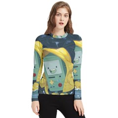 Cartoon Bmo Adventure Time Women s Long Sleeve Rash Guard by Bedest