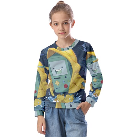 Cartoon Bmo Adventure Time Kids  Long Sleeve T-shirt With Frill  by Bedest