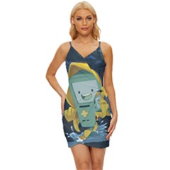 Cartoon Bmo Adventure Time Wrap Tie Front Dress by Bedest