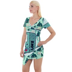 Adventure Time Bmo Short Sleeve Asymmetric Mini Dress by Bedest