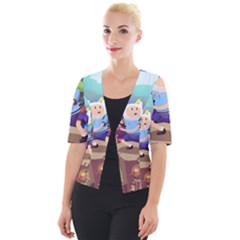 Cartoon Adventure Time Finn Princess Bubblegum Lumpy Space Cropped Button Cardigan by Bedest