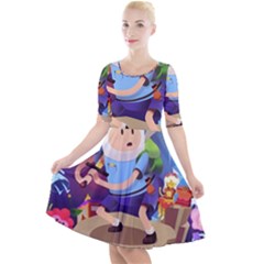 Cartoon Adventure Time Finn Princess Bubblegum Lumpy Space Quarter Sleeve A-line Dress by Bedest