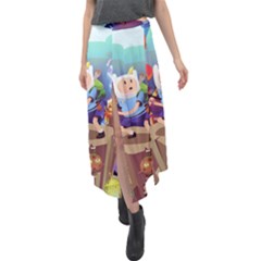 Cartoon Adventure Time Finn Princess Bubblegum Lumpy Space Velour Split Maxi Skirt by Bedest