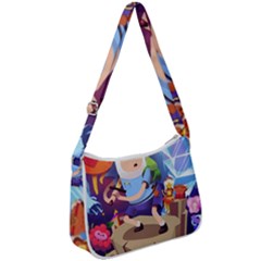 Cartoon Adventure Time Finn Princess Bubblegum Lumpy Space Zip Up Shoulder Bag by Bedest